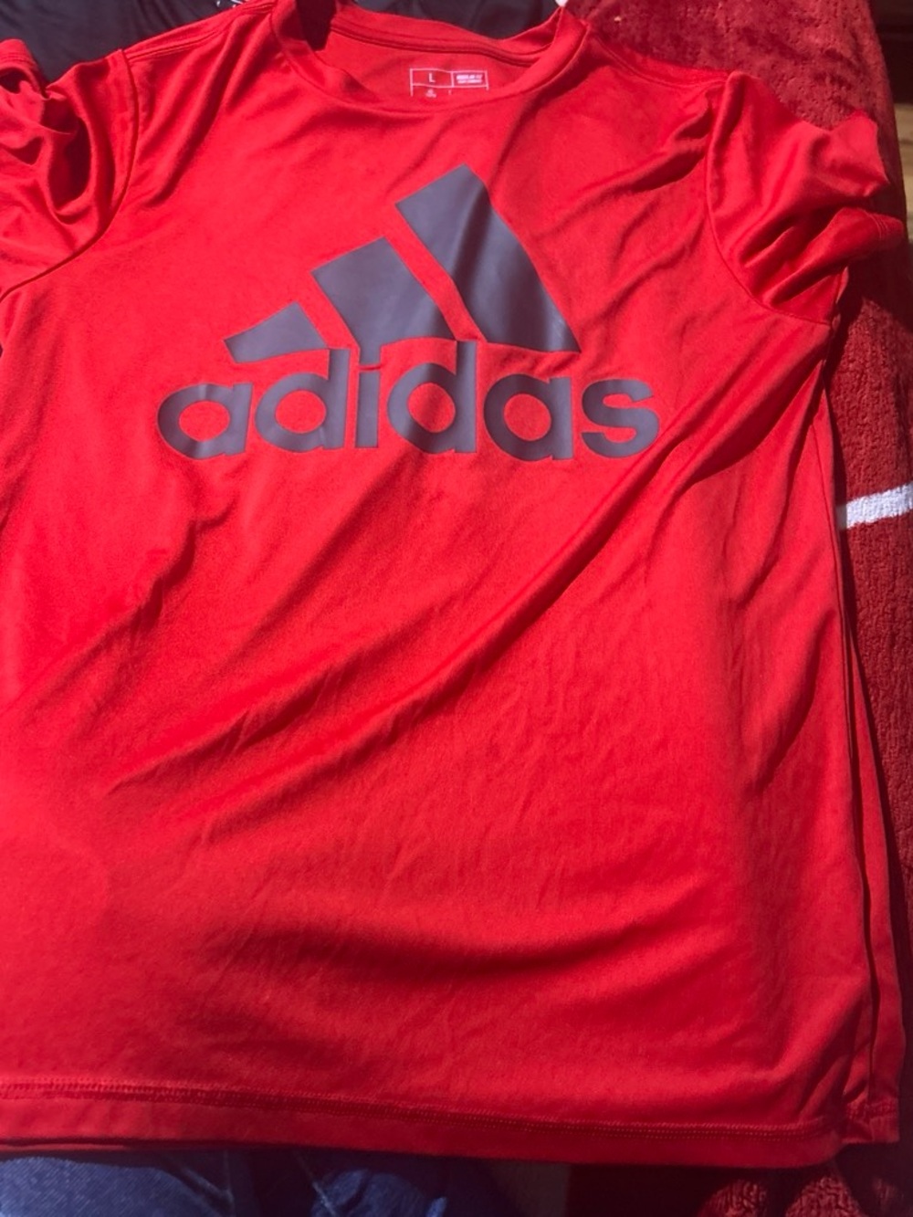 adidas Kids Bright Red Tee with Black Logo